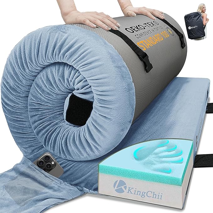 KingChii CertiPUR-US Memory Foam Camping Mattress, Portable Roll Up Travel Car Camping Mattress