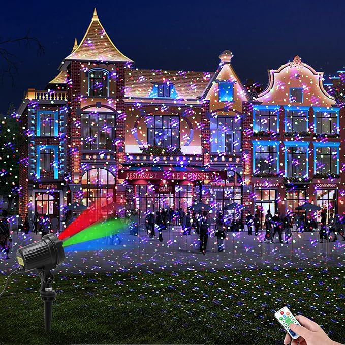 Christmas Laser Lights, Outdoor Garden Laser Lights Projector with Moving RGB Waterproof for