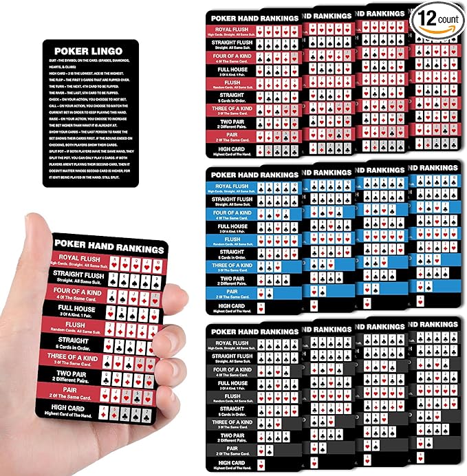 Poker Hand Rankings Chart Rules Cheat Sheet Cards Poker Hands Ranking Card Beginners Quick