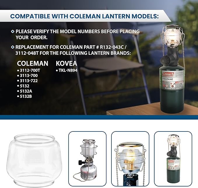 AMERICAN MANTLE Lantern Globe – Clear Borosilicate Glass Replacement for CLMN Lanterns 1.88" W x