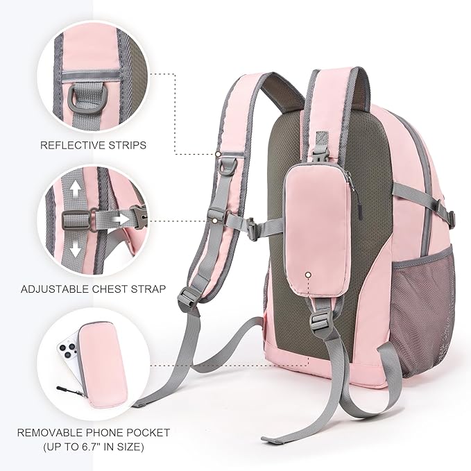 Hiking Backpack for Women Men 20l with Removable Phone Pocket Lightweight Small Travel Backpack