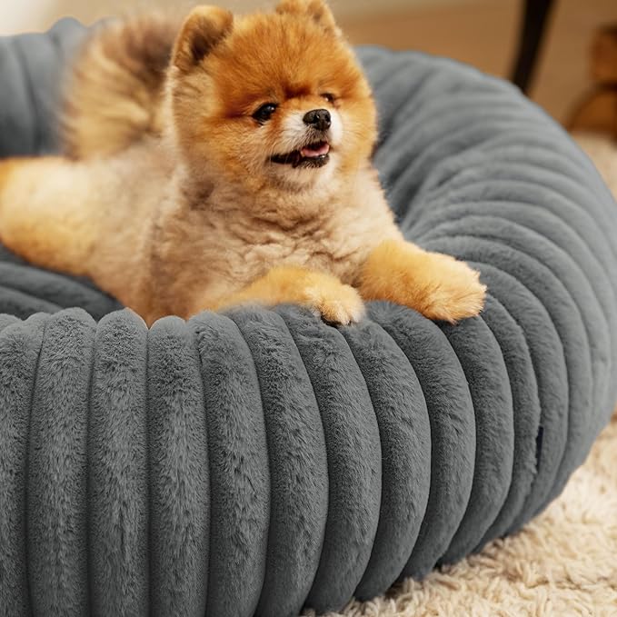 Bedsure Donut Small Dog Bed - Dog Beds for Small Dogs with Corduroy Fleece & Anti Slip Bottom