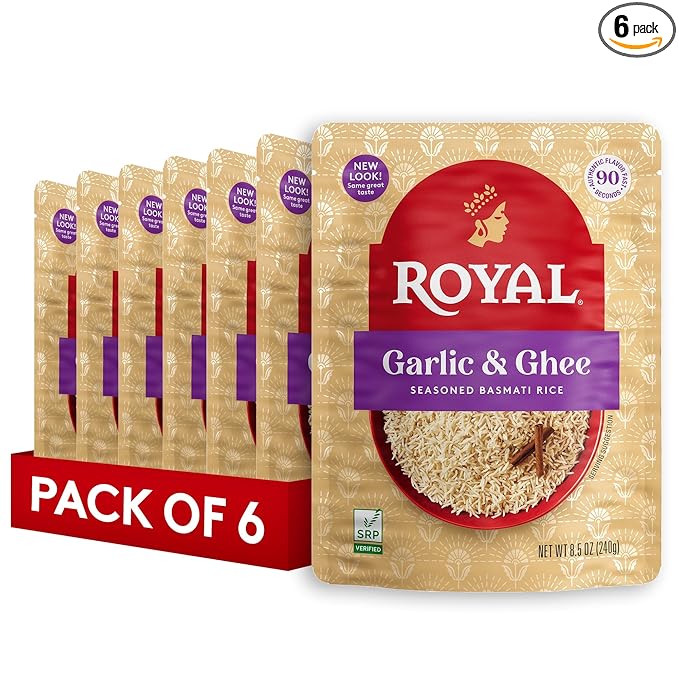 Royal Garlic & Ghee Seasoned Basmati Rice, No Artificial Flavors, Vegetarian Friendly, Gluten Free