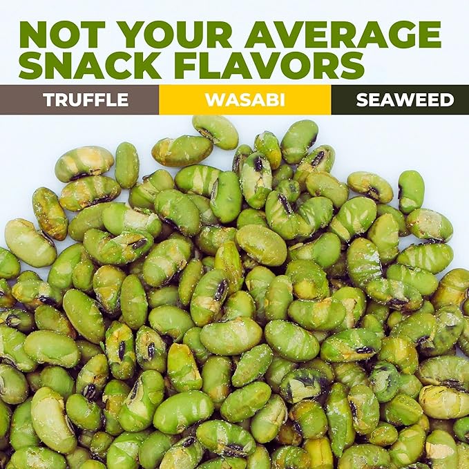 Crunchy Dry Roasted Edamame Beans Snack by Zest Delites, Truffle - Seaweed - Wasabi, Vegan, Low