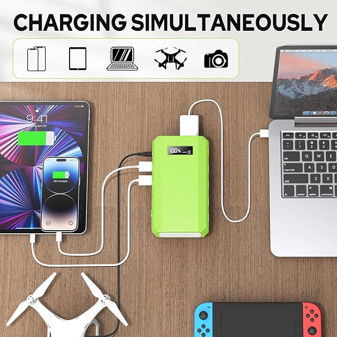 powkey Portable Power Station with AC Outlet, 65W/110V External Battery Pack 24000mAh/88.8Wh Power