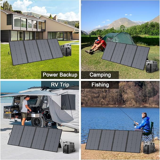 400W Portable Solar Panel, IP67 Waterproof Foldable Solar Charger, High 23.5% Efficiency for