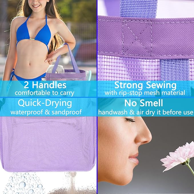 Mesh Shower Caddy Portable for College Dorm Room Essentials, 8-Pocket Large Shower Basket Tote Bag