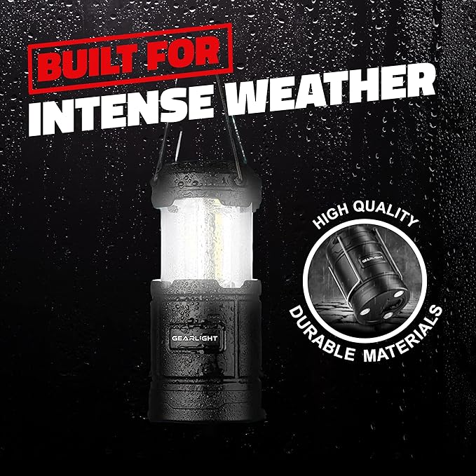 GearLight Camping Lantern - 2 Portable LED Battery Powered Lantern with Magnetic Base and Foldable
