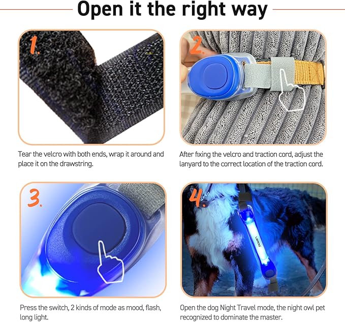 LaRoo Light Up Dog Collar with Nylon Stickers, Universal Glowing Collar Accessories for Leash