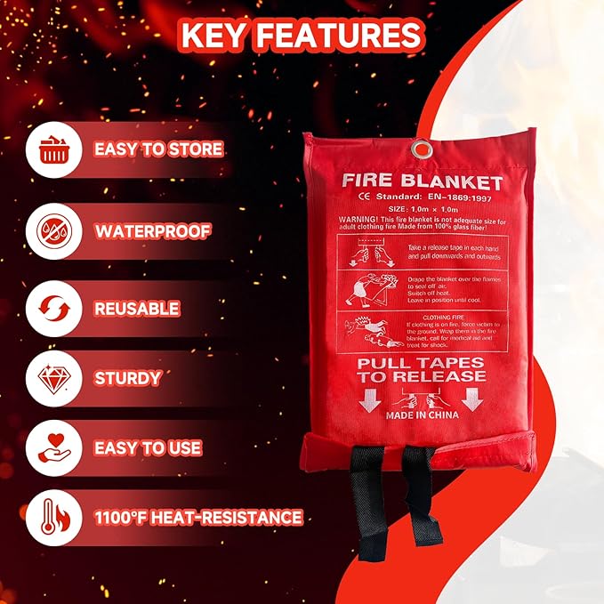 20 Packs Fire Blanket ??39.37x39.37 Inches, 1100??Heat Resistant, Emergency Fire Suppression