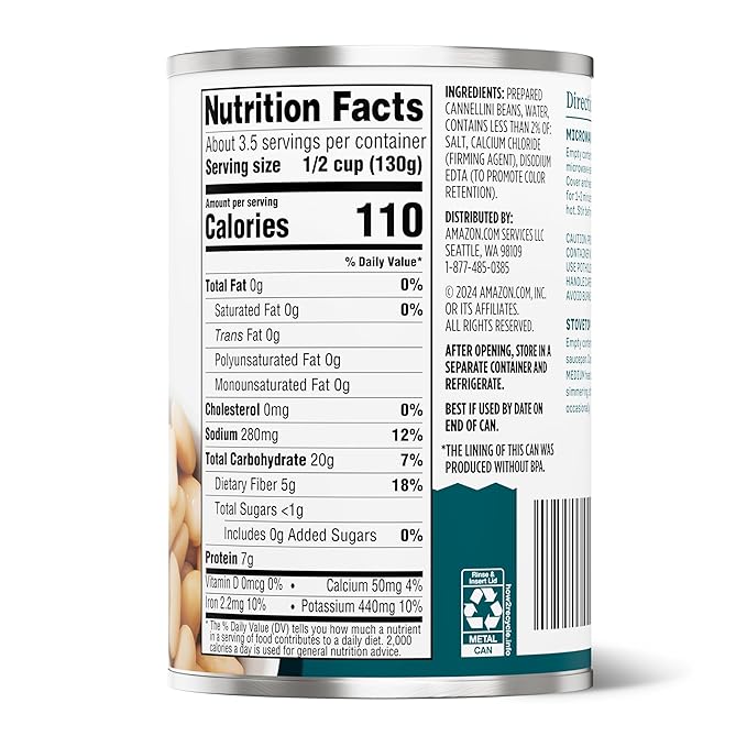 Amazon Grocery, Canned Cannellini Beans, 15.5 Oz (Previously Amazon Fresh, Packaging May Vary)