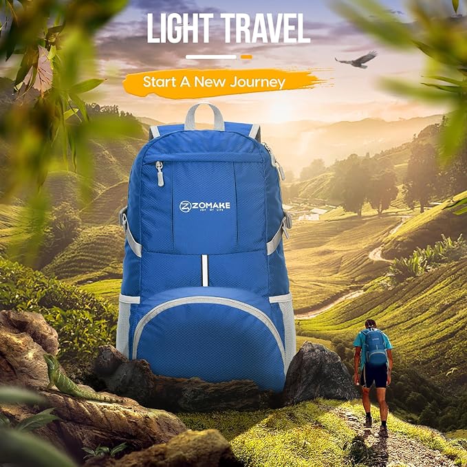 ZOMAKE Lightweight Packable Backpack 35L, Light Foldable Backpacks Water Resistant Collapsible