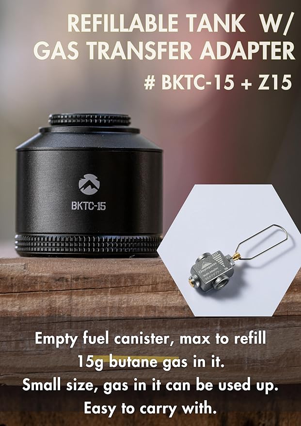 CAMPINGMOON Refillable Gas Canister Empty Pocket Tank for Gas Lantern Backpacking Camping 15g w/