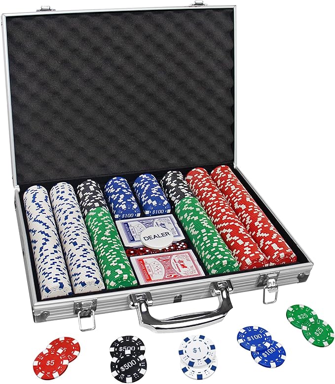 Poker Chips with Numbers,500PCS Poker Chip Set with Aluminum Travel Case,11.5 Gram Poker Set for