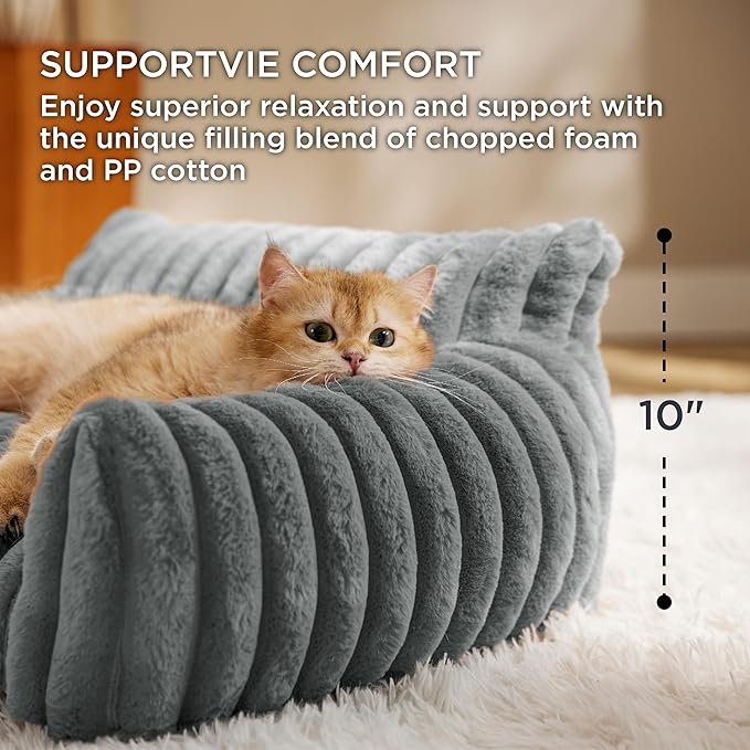 Bedsure Cute Dog Couch for Pets - Fluffy Dog Sofa with Premium Soft Corduroy Fleece, Small Dogs