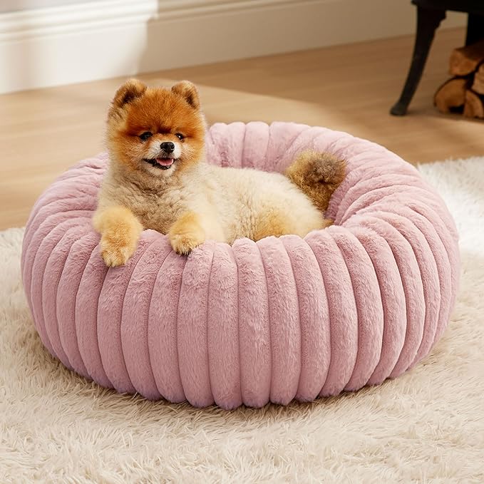 Bedsure Donut Small Dog Bed - Dog Beds for Small Dogs with Corduroy Fleece & Anti Slip Bottom