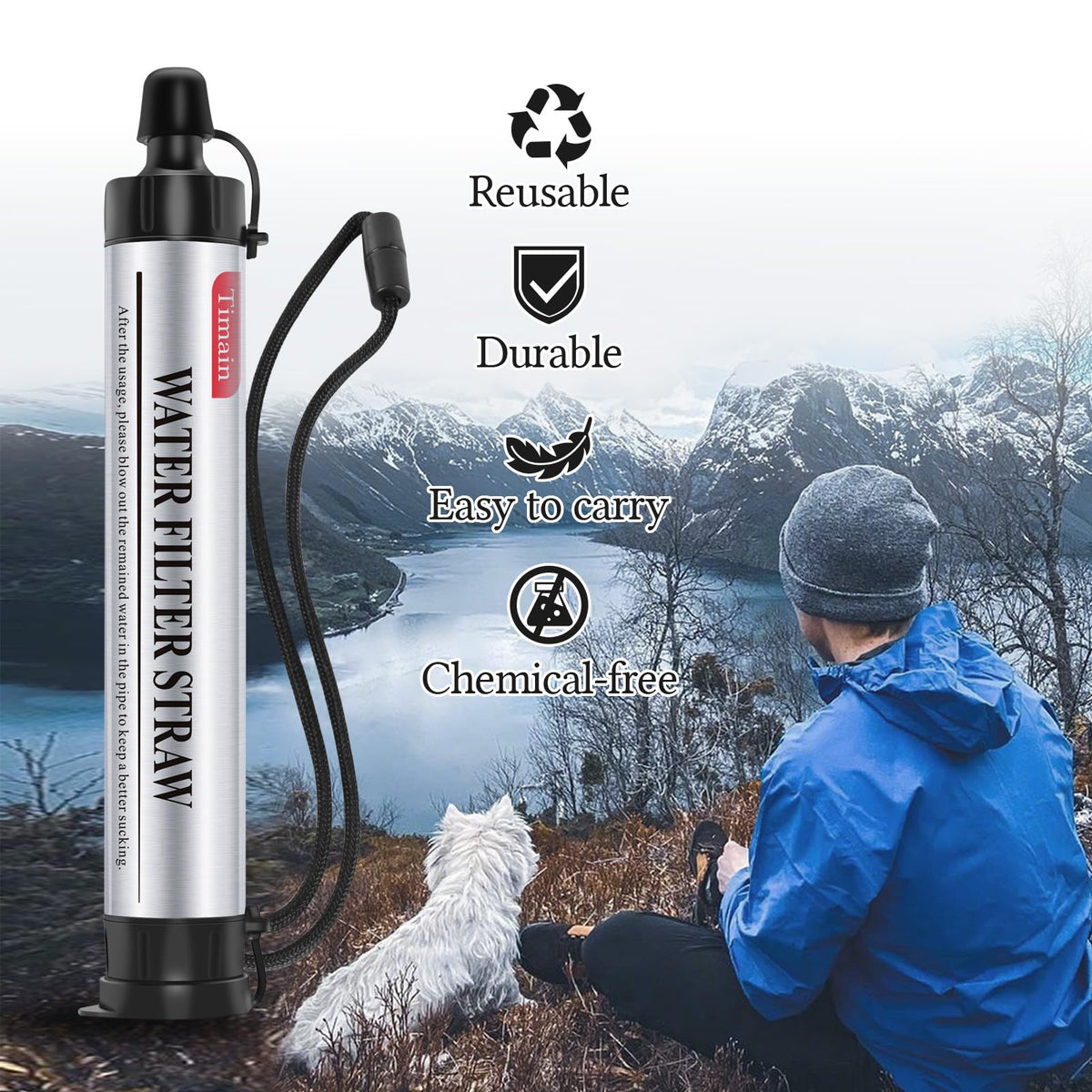 Timain 6 Pack 4-Stage Filtration,High Flow Rate Water Filter Straw,Water Purifier Survival for