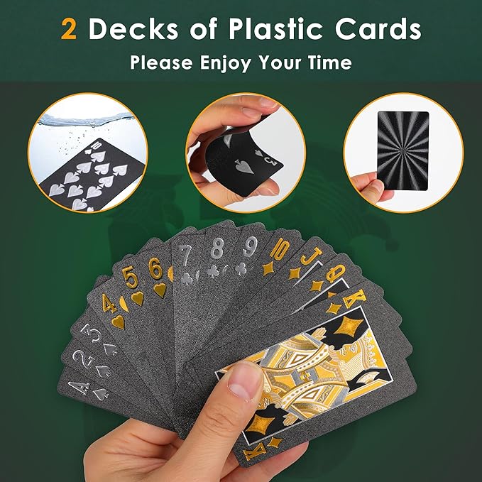ORIENGEAR Poker Chip Set with Denominations, 300 PCS 14 Gram Clay Composite Casino Chips with ABS