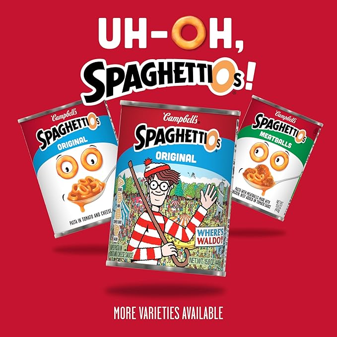 SpaghettiOs Original Canned Pasta With Where’s Waldo? Shapes, 15.8 oz Can (Packaging May Vary)