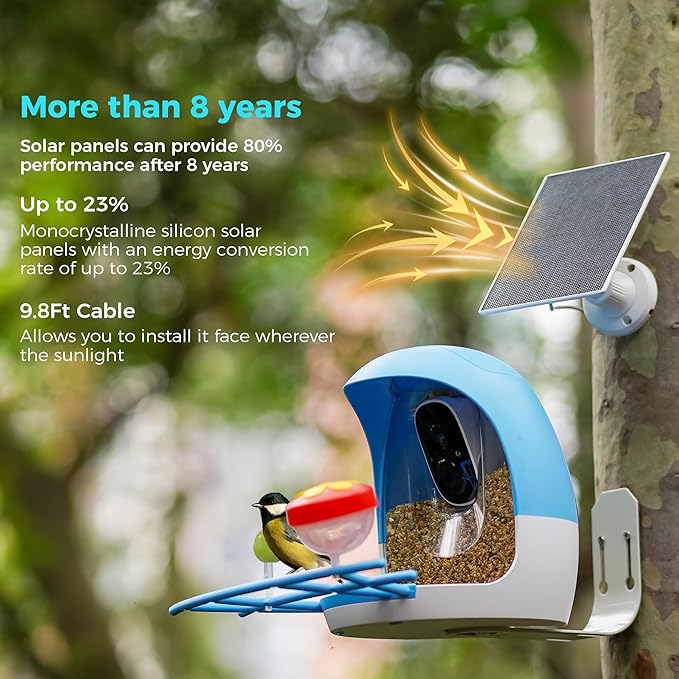 Vicohome 5V Solar Panels for Security Cameras for Bird Feeder 23% Energy Conversion Rate,9.8Ft