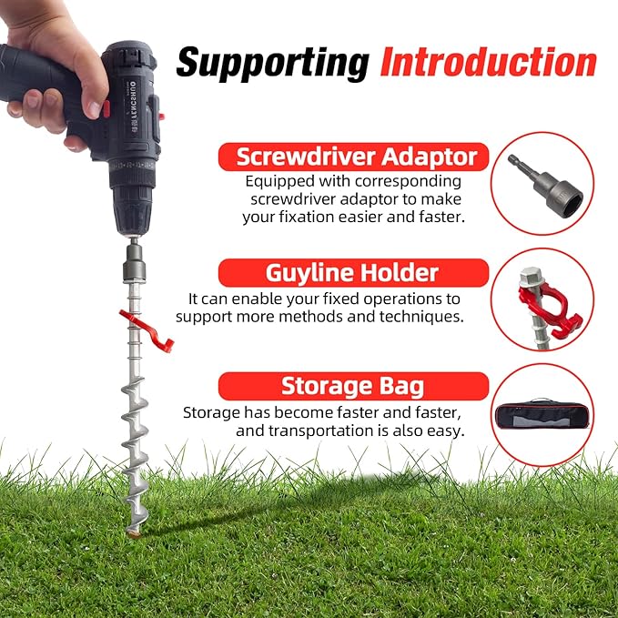 12 Pcs 12" Aluminum Ground Anchors, Tent Stakes Heavy Duty for Swing Set Anchors Screw in Kit for