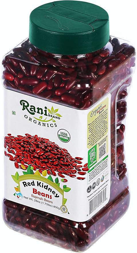 Rani Organic Red Kidney Beans (Rajmah Beans) Light 28oz (1.7lbs) 800g PET Jar ~ All Natural | Vegan