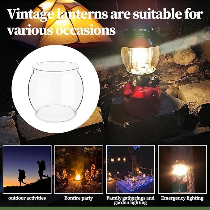 10-Pack Lantern Mantles & Glass Globe Replacement, Compatible with Coleman Lantern Parts & Ozark