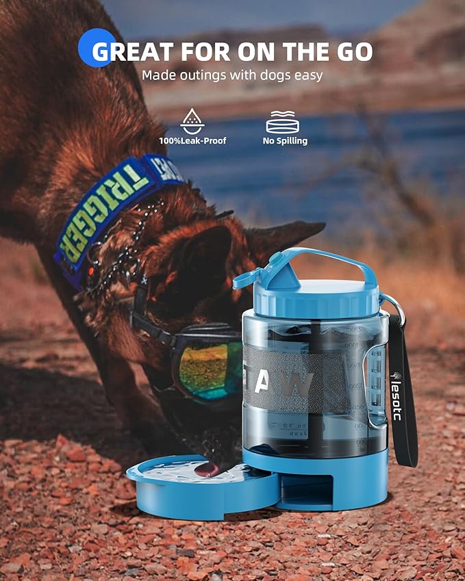 Dog Water Bottle Travel Portable - 77oz Large Travel Water Bowl Dispenser for Dogs Camping