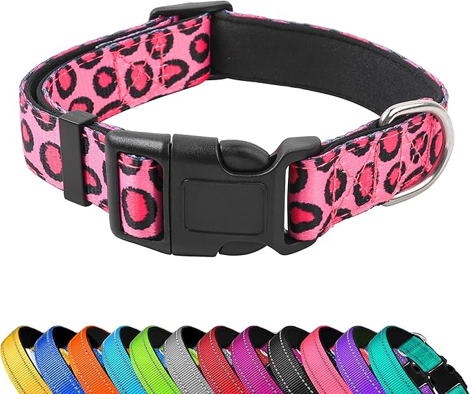Reflective Dog Collar, Adjustable Soft Neoprene Padded Nylon Pet Collars with Buckle for Puppy and