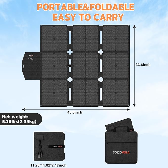 120W Foldable Solar Panel with MC-4 Connector Portable Solar Panel for Camping Folding Solar Panel