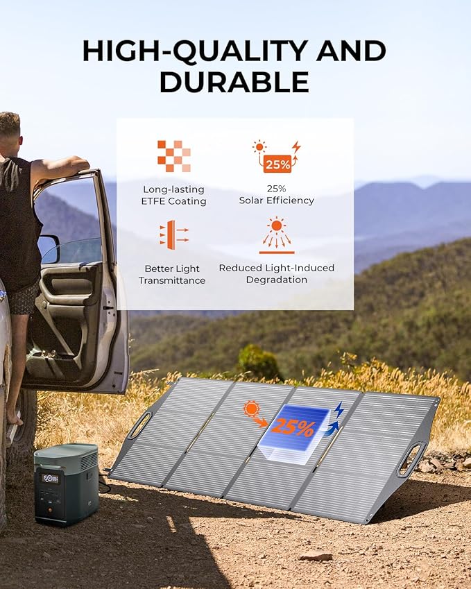 200W Solar Panel, BigBlue SolarPowa 200 Solar Panel Charger with Kickstand for Camping, IP68