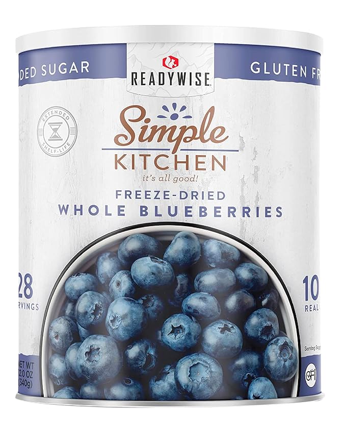 READYWISE - Simple Kitchen Freeze Dried Whole Blueberries, 28 Servings, Vegan, Gluten Free, Fruit