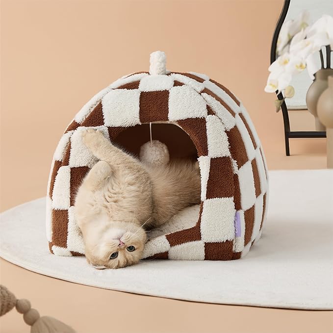 Lesure Cute Cat Beds for Indoor Cats - 2 in 1 Cat Cave Bed for Kittens and Small Pets, House with