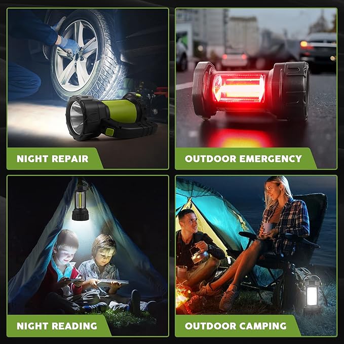 AlpsWolf Camping Lantern Rechargeable, LED Flashlight Spotlight Lantern with 800LM, 3600 mAh, Strap