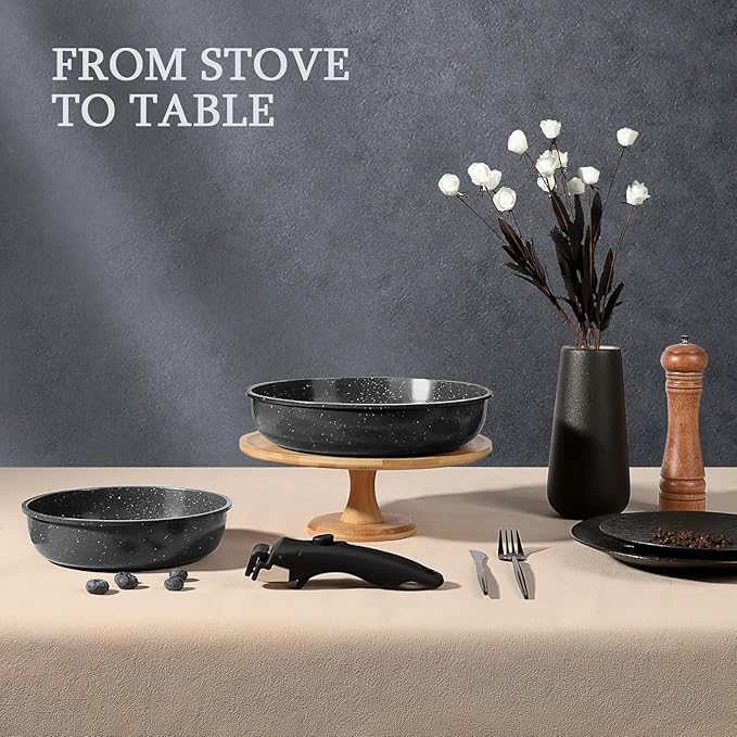 GiPP Ceramic Pots and Pans Set Non Stick, Nonstick Detachable Handle Cookware Sets, Non Toxic