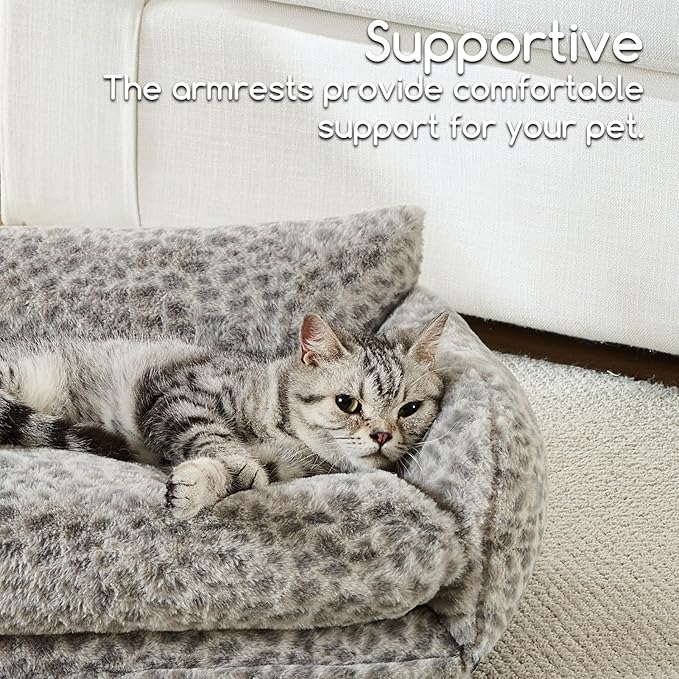 Hollypet Cat Bed Fluffy Plush Mutifuctional Double-Layer Soft Pet Couch Orthopedic Sofa Nest Beds