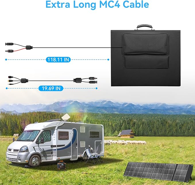 Ecosonique 300W Portable Solar Panel for Most Power Stations, Foldable & Lightweight Solar Suitcase