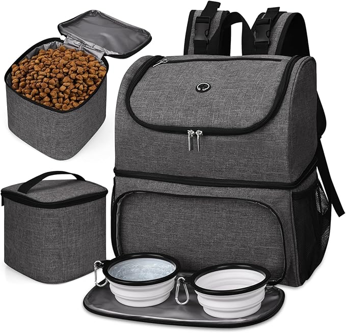 BAGLHER Pet Travel Bag, Double-Layer Pet Supplies Backpack (for All Pet Travel Supplies), Pet