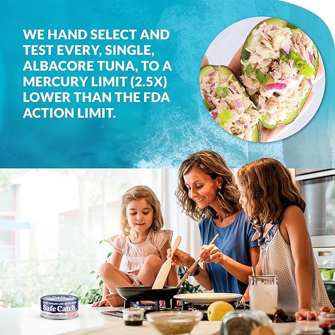 Safe Catch Canned Lowest Mercury Limit Albacore Tuna Fish No Salt Added, Wild Caught, Gluten-Free