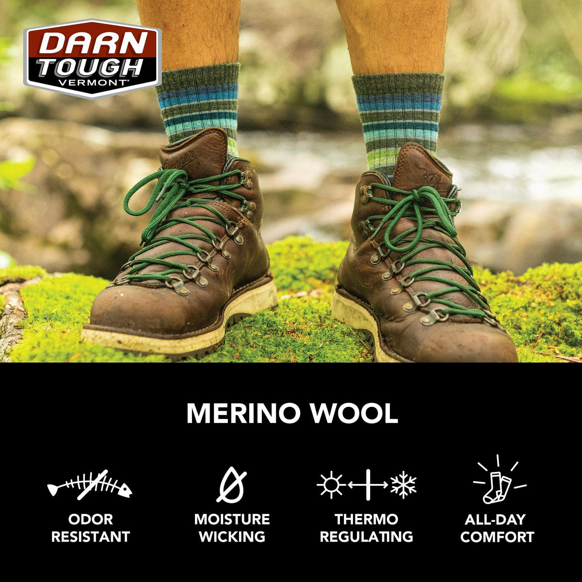 Darn Tough Men's Hiker Midweight Micro Crew Sock (Style 1466) - Lime, Large