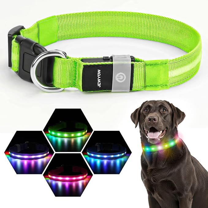 LED Dog Collar, Light Up Dog Collar, USB Rechargeable - Brightest Dog Lights for Night Walking, 6
