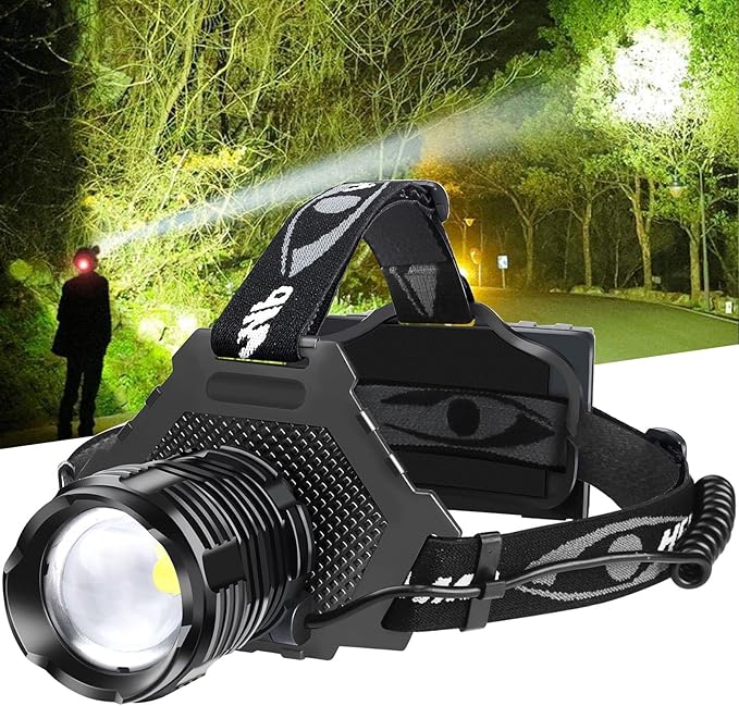 Bud K LED Headlamp Rechargeable, Upgraded 30W Super Bright Head Lamp 1000 High Lumen with 6 Modes