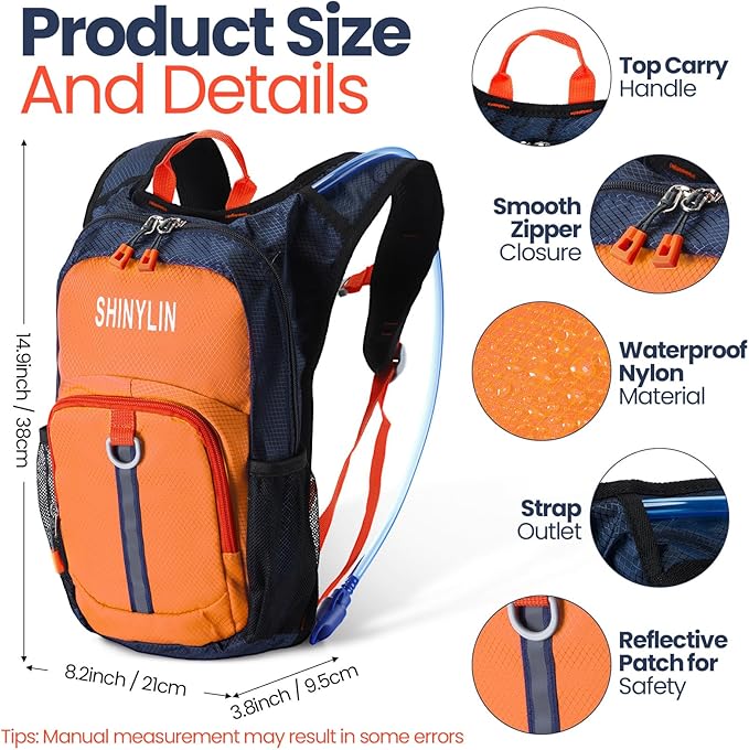 2 Pcs Kids Hydration Backpack with 1.5l Water Bladder Lightweight Kids Hiking Backpack Water