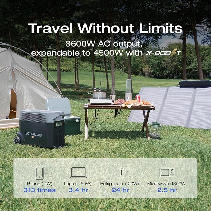 EF ECOFLOW Solar Generator 3.6KWh DELTA Pro with 2X400W Portable Solar Panel, 23% High Efficiency