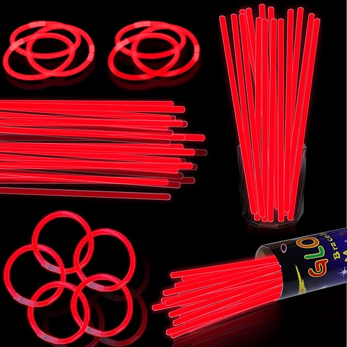 100 pk 8" Glow Sticks Bulk Party Favors, Light up Glow Necklaces & Bracelets in the Dark Party