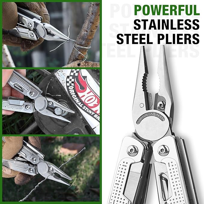 SHALL Multi Tool, 18-in-1 Multitool Pliers, Stainless Steel Multi-tool Pocket Knife w/Screwdriver