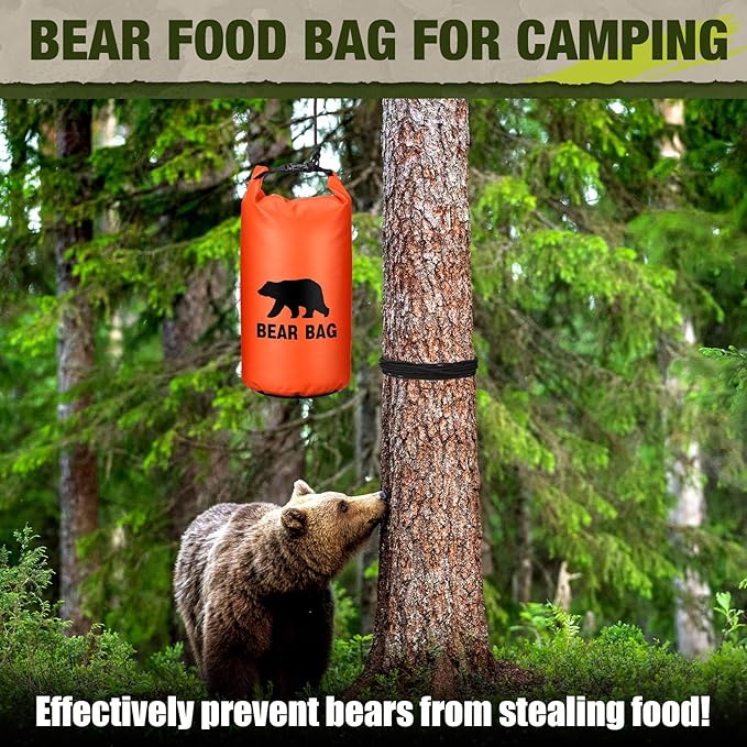 1 Set Bear Food Bag for Camping Ultralight Food Hanging System Includes Waterproof Bear Bag, Nylon