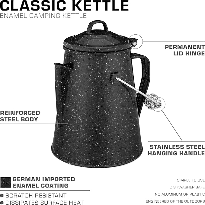 COLETTI Classic Camping Kettle - Tea and Camp Kettle, NO Aluminum or Plastic, Ideal for Boiling