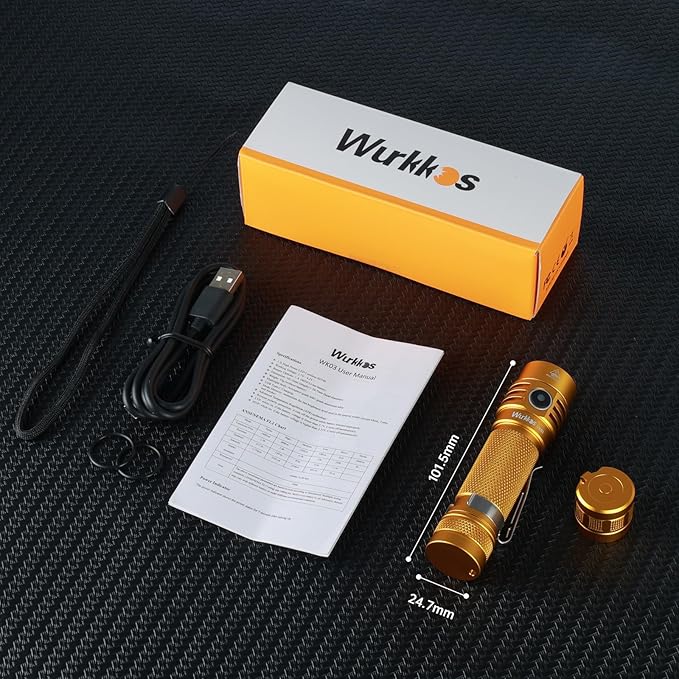 Wurkkos WK03 Pocket Flashlight Rechargeable, 1200 High Lumens Super Bright LED Flashlight with 6
