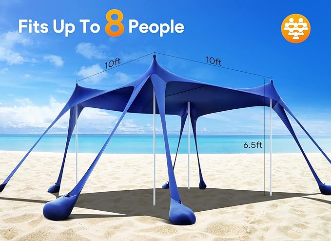 Osoeri Beach Tent, Camping Sun Shelter UPF50+ with 8 Sandbags, Sand Shovels, Ground Pegs &